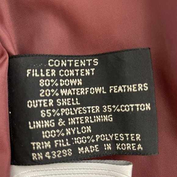 Vintage J. Gallery Down Coat size PM Burgandy & Cream pinstripe Long - Picture 16 of 16